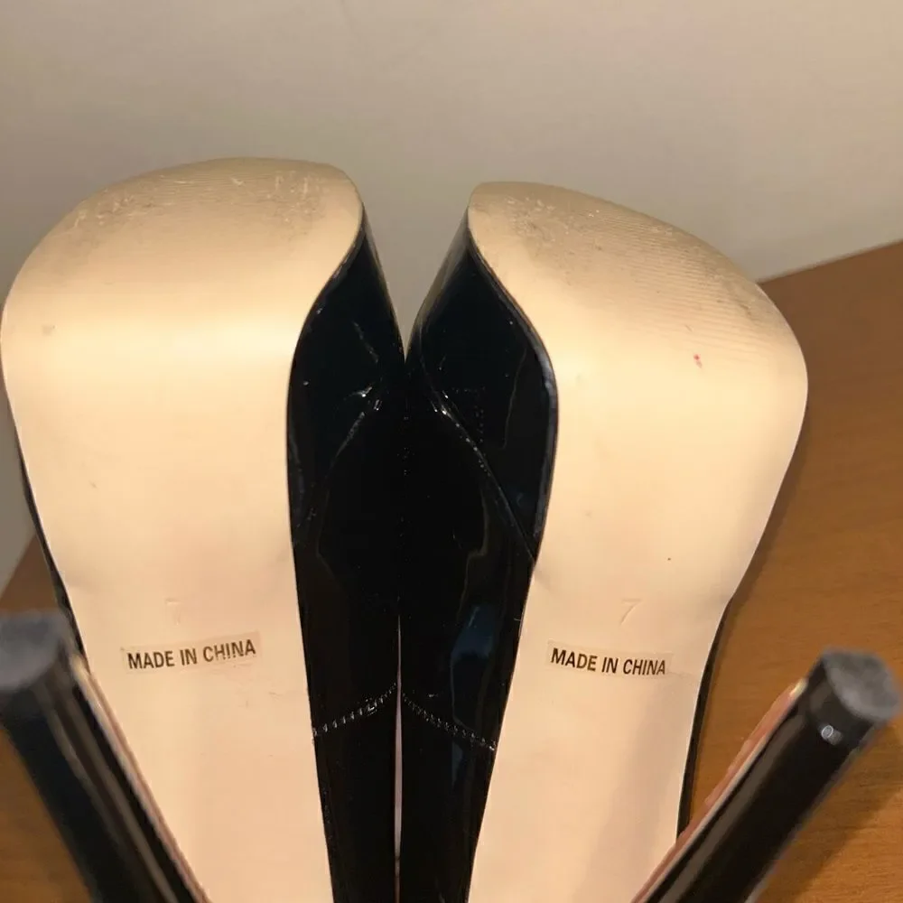 Patten leather open toe platform stilettos size7